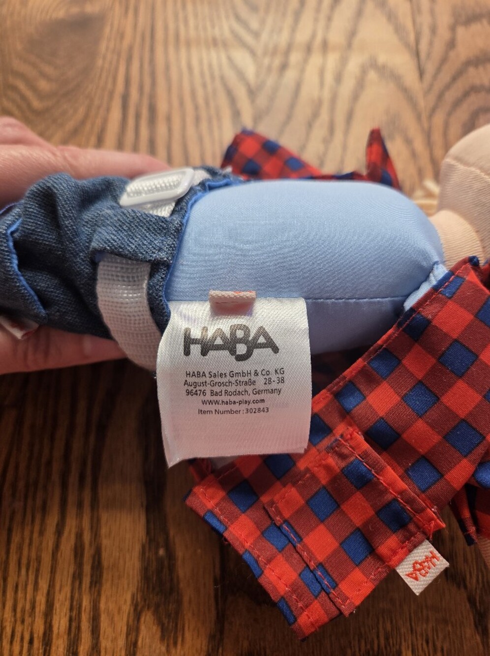 Haba - Nick 12" Soft Blonde Rag Doll in Blue Shirt, Jeans & Red Plaid - 18 Mo + - Picture 6 of 7